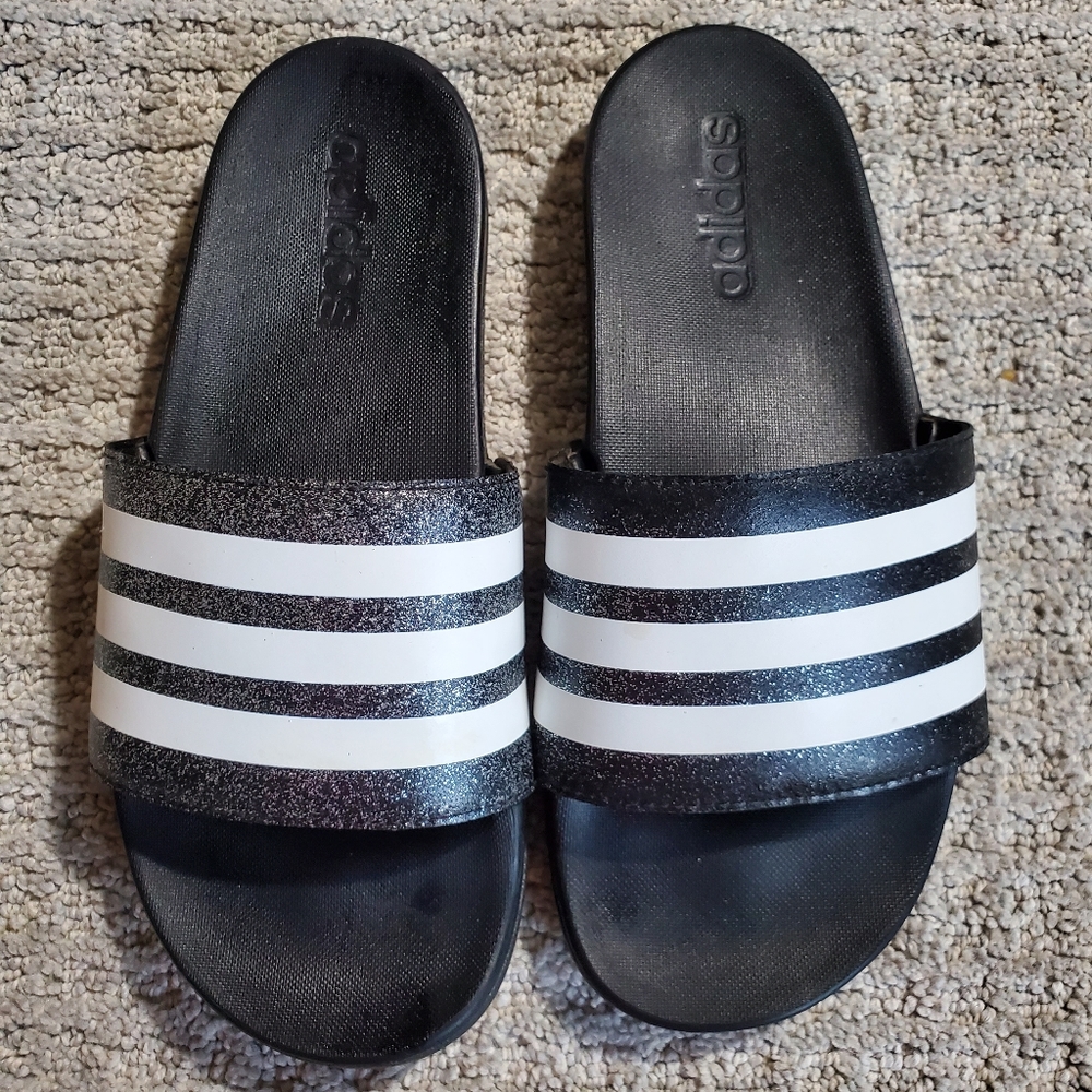 Glitter Adidas Shower Slides big Kids size 6 (fits womens 8)